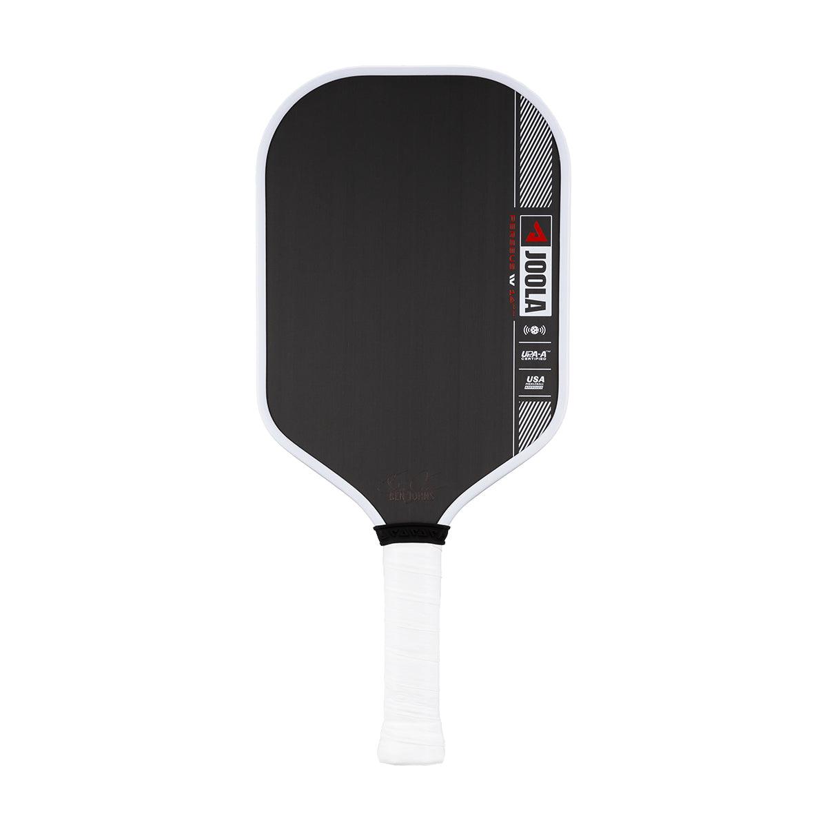 Schwarzer Pickleball-Schläger mit weißem Griff und JOOLA-Logo.