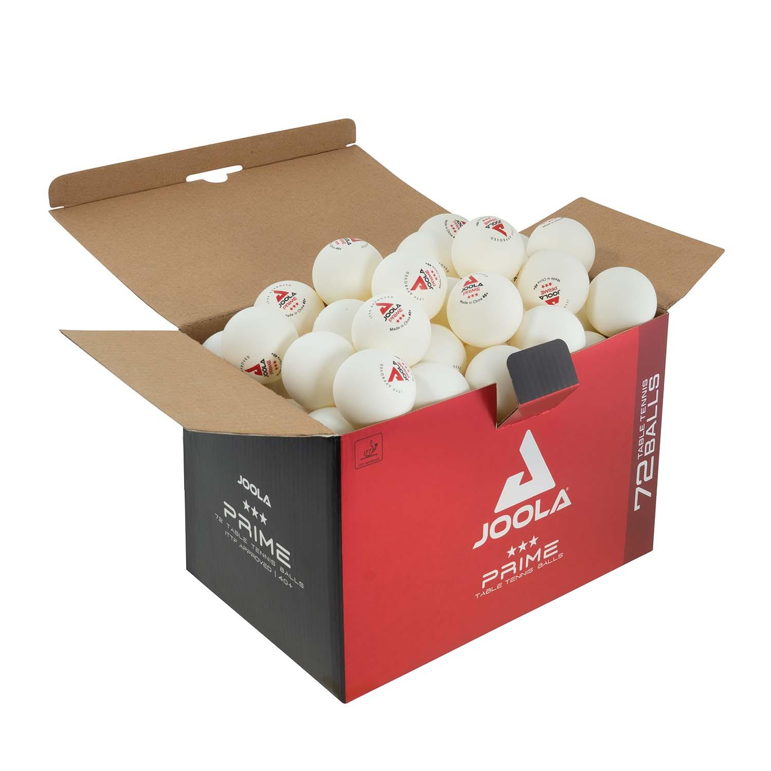 Focus sur les bords de la balle de tennis de table JOOLA PRIME*** 40+, montrant une finition précise.