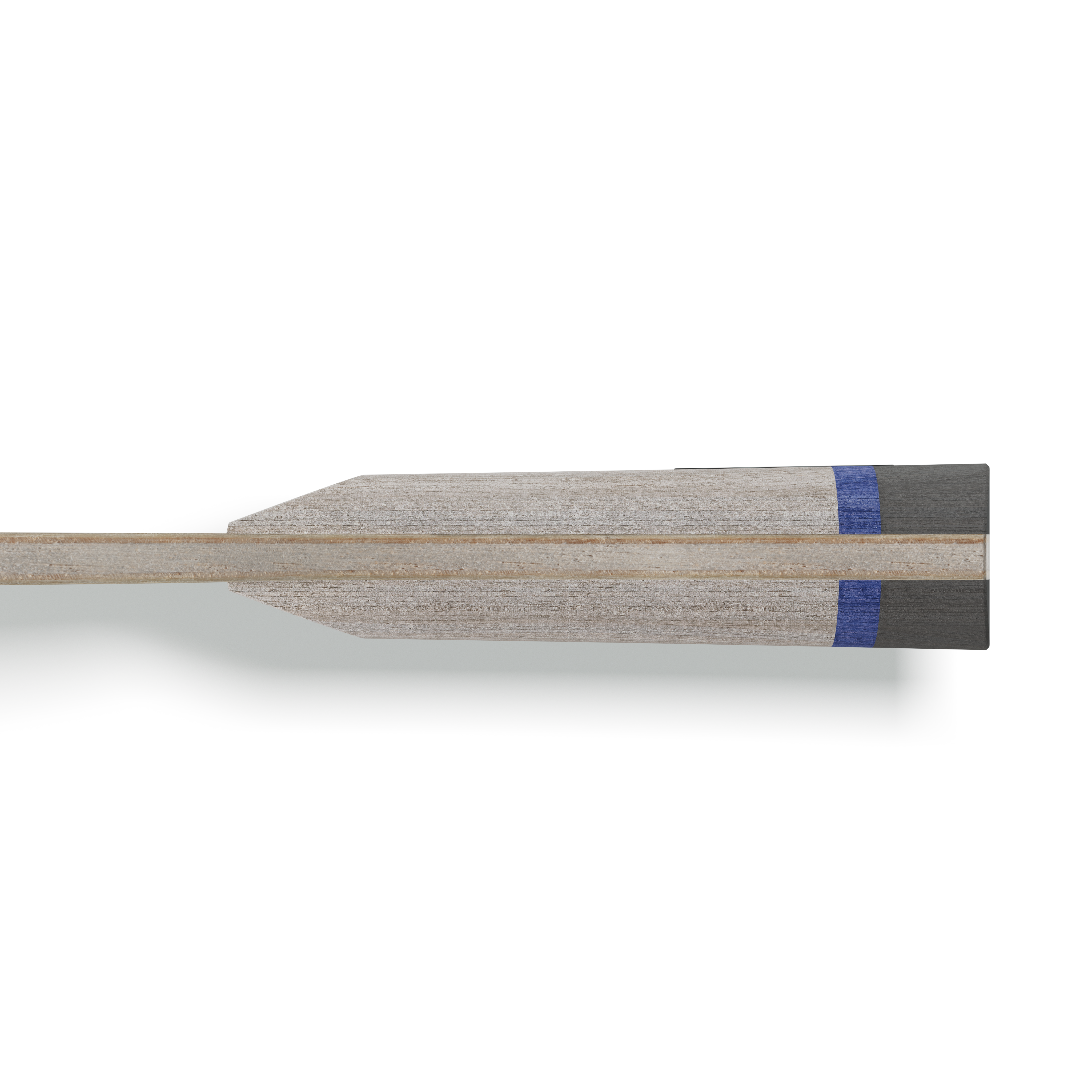 Tischtennis Holz BASEline ALLROUND Seitenansicht der Griffdetails und einzelnen Schichten